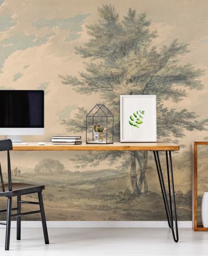 fine art wall mural called Landscape with Trees and Figures by J. M. W. Turner for living rooms and hallways