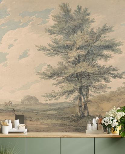 mural de pared de bellas artes llamado Paisaje con árboles y figuras de J. M. W. Turner para salas de estar y pasillos mural de pared de bellas artes llamado Paisaje con árboles y figuras de J. M. W. Turner para salas de estar y pasillos