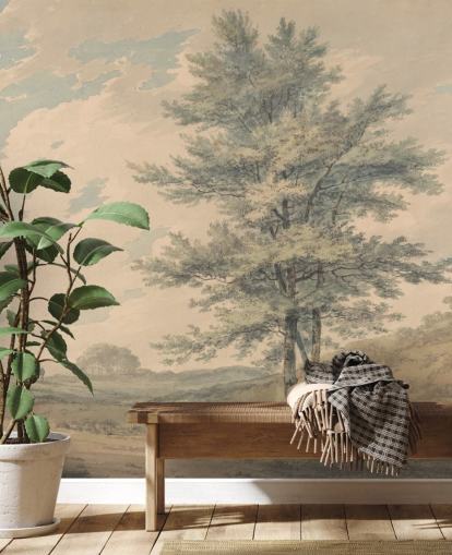 fine art wall mural called Landscape with Trees and Figures by J. M. W. Turner for living rooms and hallways
