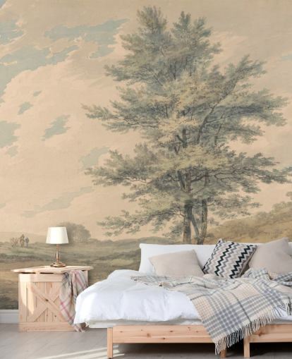 fine art wall mural called Landscape with Trees and Figures by J. M. W. Turner for living rooms and hallways