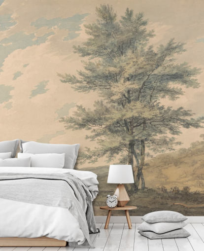 fine art wall mural called Landscape with Trees and Figures by J. M. W. Turner for living rooms and hallways