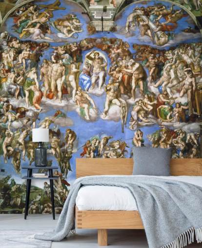 fine art wallpaper mural called The Last Judgment by Michelangelo for ceilings