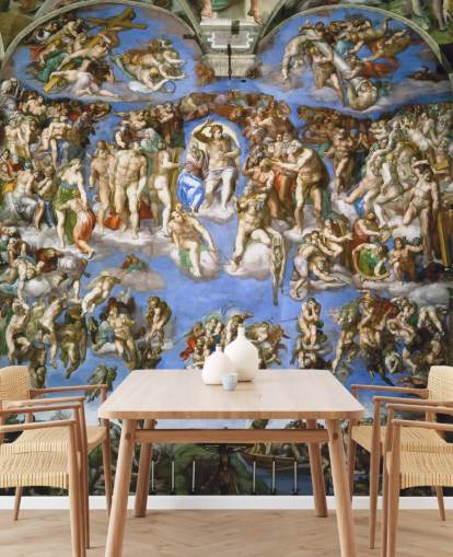 fine art wallpaper mural called The Last Judgment by Michelangelo for ceilings