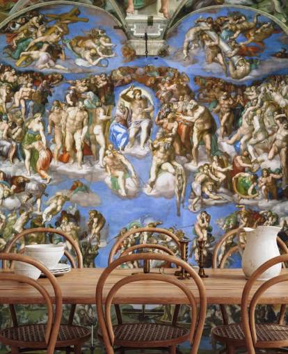 Kunsttapete mit dem Titel Das Jüngste Gericht von Michelangelo für Decken