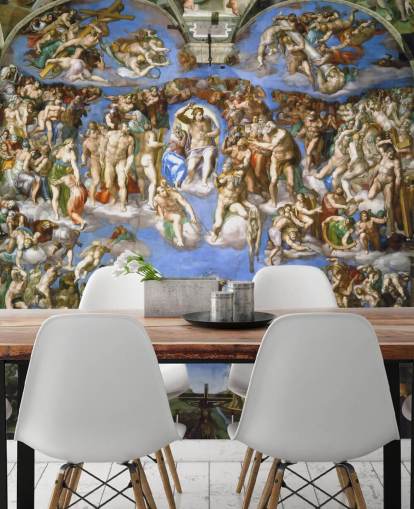 fine art wallpaper mural called The Last Judgment by Michelangelo for ceilings