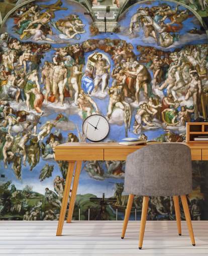 fine art wallpaper mural called The Last Judgment by Michelangelo for ceilings