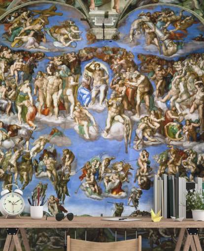 mural de papel pintado de bellas artes llamado El Juicio Final de Miguel Ángel para techos