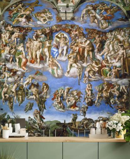 mural de papel de parede de belas artes chamado The Last Judgement de Michelangelo para tetos mural de papel de parede de belas artes chamado The Last Judgement de Michelangelo para tetos