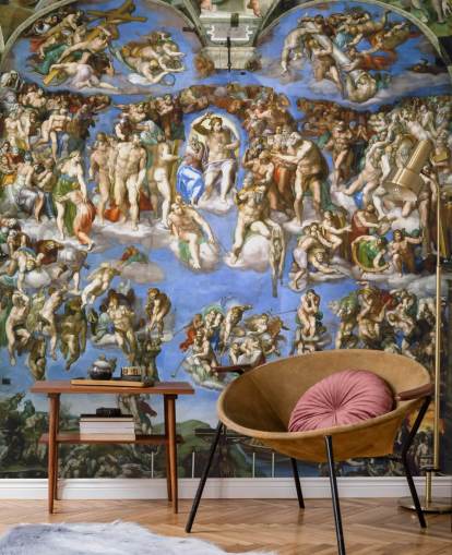 fine art wallpaper mural called The Last Judgment by Michelangelo for ceilings