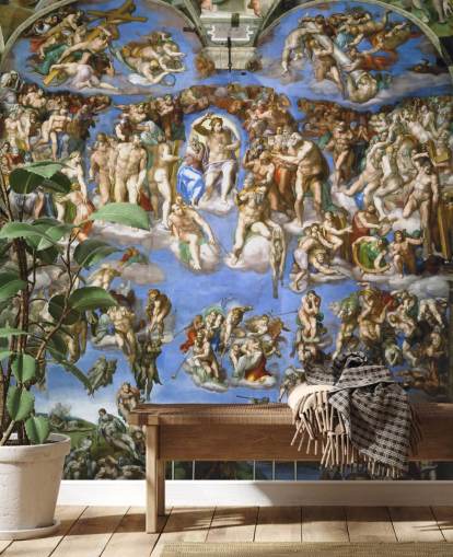 fine art behangmuurschildering genaamd The Last Judgment van Michelangelo voor plafonds fine art behangmuurschildering genaamd The Last Judgment van Michelangelo voor plafonds