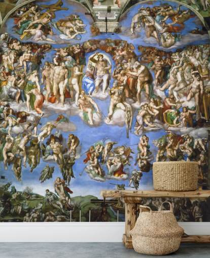 Kunsttapete mit dem Titel Das Jüngste Gericht von Michelangelo für Decken