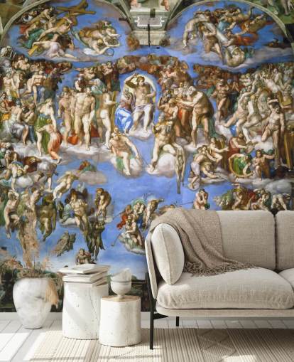 fine art wallpaper mural called The Last Judgment by Michelangelo for ceilings
