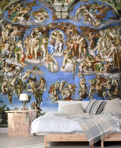 fine art wallpaper mural called The Last Judgment by Michelangelo for ceilings