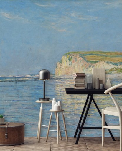 monet-seinämaalaus nimeltä Low Tide Pourvillessä, lähellä Dieppeä 