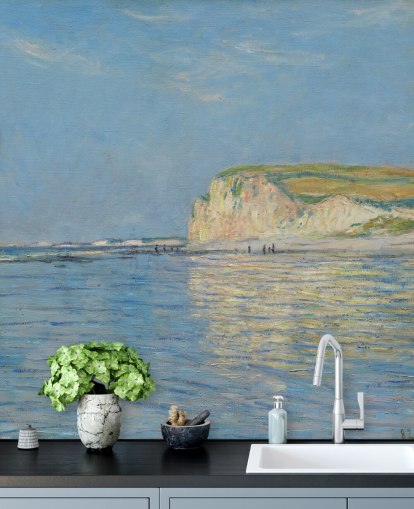monet väggmålning som heter Low Tide i Pourville, nära Dieppe 