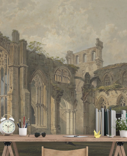 fine art behangmuurschildering genaamd Melrose Abbey from the West voor slaapkamers en woonkamers