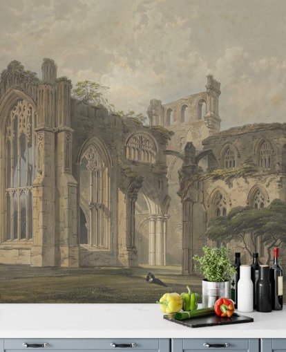 fine art wallpaper mural called Melrose Abbey from the West for bedrooms and living rooms