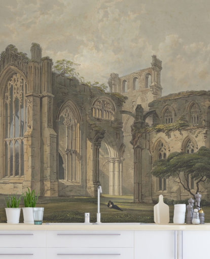 mural de papel de parede de belas artes chamado Melrose Abbey from the West para quartos e salas de estar mural de papel de parede de belas artes chamado Melrose Abbey from the West para quartos e salas de estar