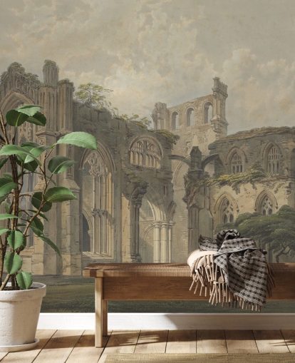 fine art behangmuurschildering genaamd Melrose Abbey from the West voor slaapkamers en woonkamers