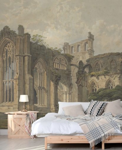 fine art wallpaper mural called Melrose Abbey from the West for bedrooms and living rooms