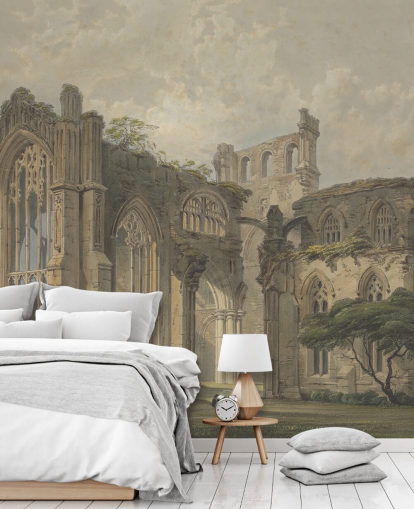 mural de papel de parede de belas artes chamado Melrose Abbey from the West para quartos e salas de estar mural de papel de parede de belas artes chamado Melrose Abbey from the West para quartos e salas de estar