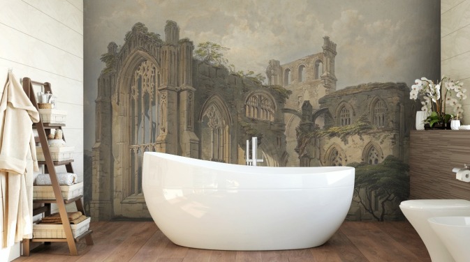 papier peint mural d'art appelé Melrose Abbey from the West pour les chambres et les salons
