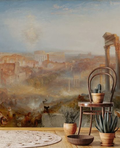 kunstbehangmuurschildering genaamd Modern Rome - Campo Vaccino van J.M. W. Turner voor slaapkamers en lounges kunstbehangmuurschildering genaamd Modern Rome - Campo Vaccino van J.M. W. Turner voor slaapkamers en lounges