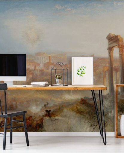 kunstbehangmuurschildering genaamd Modern Rome - Campo Vaccino van J.M. W. Turner voor slaapkamers en lounges