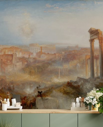 Kunsttapete mit dem Titel Modern Rome - Campo Vaccino von J. M. W. Turner für Schlafzimmer und Wohnzimmer