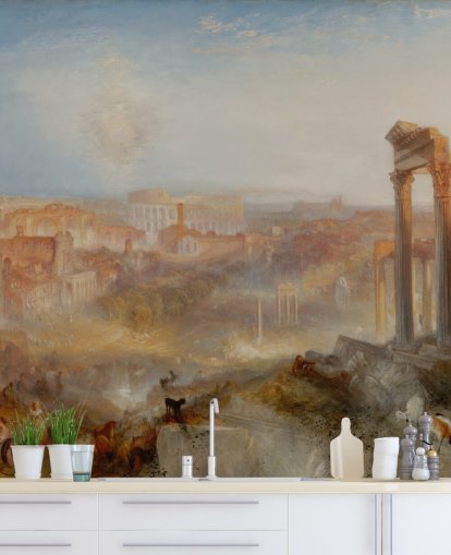mural de papel pintado de bellas artes llamado Roma moderna - Campo Vaccino de J. M. W. Turner para dormitorios y salones mural de papel pintado de bellas artes llamado Roma moderna - Campo Vaccino de J. M. W. Turner para dormitorios y salones