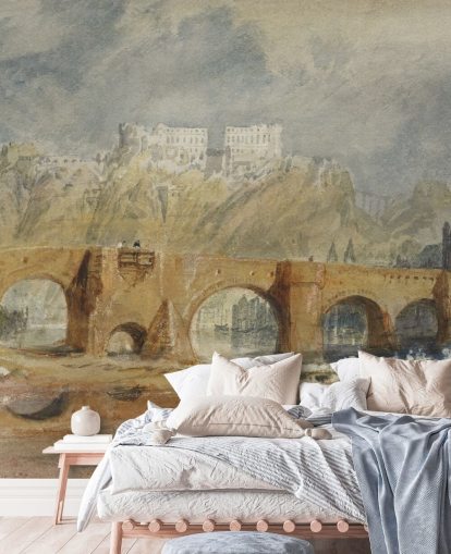 murale artistico chiamato Il ponte sulla Mosella a Coblenza di J. M. W. Turner per camere da letto, salotti e uffici domestici