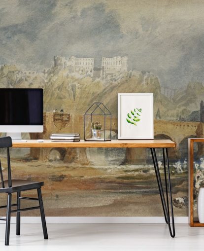 art wall mural called The Moselle Bridge at Coblenz by J. M. W. Turner for bedrooms, living rooms and home offices