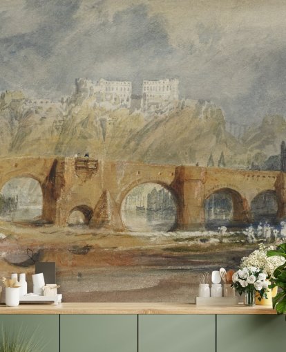Konstväggmålning Moselbron i Coblenz av J. M. W. Turner för sovrum, vardagsrum och hemmakontor Konstväggmålning Moselbron i Coblenz av J. M. W. Turner för sovrum, vardagsrum och hemmakontor