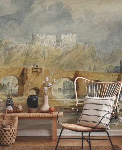 fresque murale d'art intitulée Le pont de la Moselle à Coblence par J. M. W. Turner pour les chambres, les salons et les bureaux à domicile