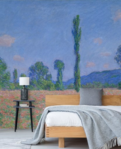 fine art wallpaper mural called Poppy Field (Giverny) by Claude Monet for living rooms and bedrooms fine art wallpaper mural called Poppy Field (Giverny) by Claude Monet for living rooms and bedrooms