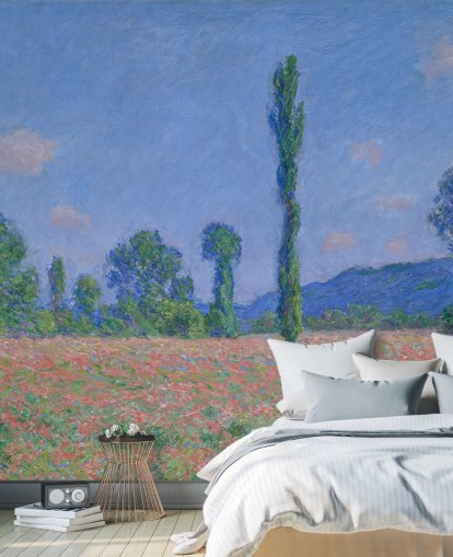kunsttapet veggmaleri kalt Poppy Field (Giverny) av Claude Monet for stuer og soverom kunsttapet veggmaleri kalt Poppy Field (Giverny) av Claude Monet for stuer og soverom