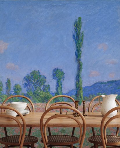 Kunsttapete namens Poppy Field (Giverny) von Claude Monet für Wohn- und Schlafzimmer