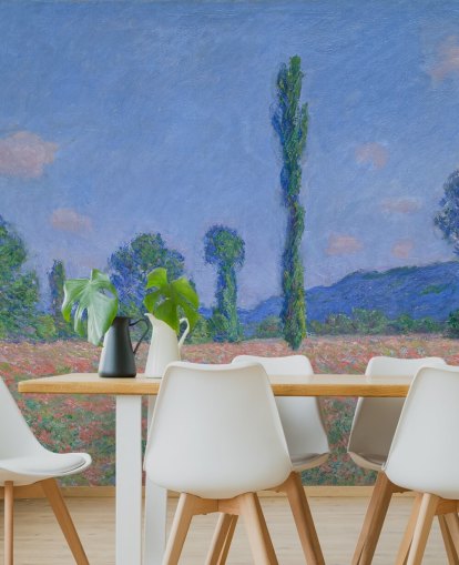 fine art wallpaper mural called Poppy Field (Giverny) by Claude Monet for living rooms and bedrooms fine art wallpaper mural called Poppy Field (Giverny) by Claude Monet for living rooms and bedrooms