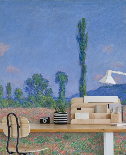 fine art wallpaper mural called Poppy Field (Giverny) by Claude Monet for living rooms and bedrooms fine art wallpaper mural called Poppy Field (Giverny) by Claude Monet for living rooms and bedrooms