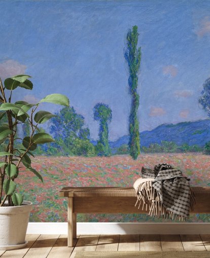 papier peint mural d'art appelé Poppy Field (Giverny) de Claude Monet pour les salons et les chambres