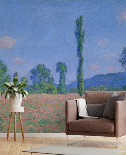 Kunsttapete namens Poppy Field (Giverny) von Claude Monet für Wohn- und Schlafzimmer Kunsttapete namens Poppy Field (Giverny) von Claude Monet für Wohn- und Schlafzimmer