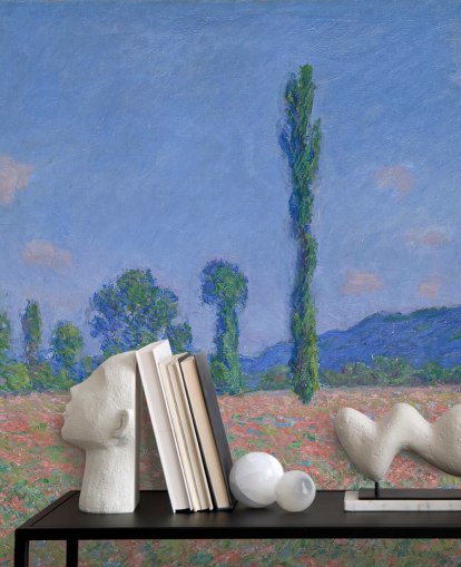 fine art wallpaper mural called Poppy Field (Giverny) by Claude Monet for living rooms and bedrooms fine art wallpaper mural called Poppy Field (Giverny) by Claude Monet for living rooms and bedrooms