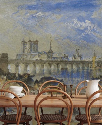 mural de papel pintado de bellas artes llamado Saumur de la Isla de Offart de J. M. W. Turner para salas de estar y oficinas en casa