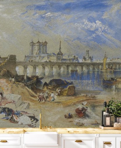 fine art wallpaper mural called Saumur from the Ile d'Offart by J. M. W. Turner for living rooms and home offices