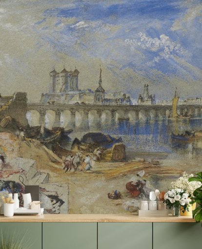 fine art wallpaper mural called Saumur from the Ile d'Offart by J. M. W. Turner for living rooms and home offices