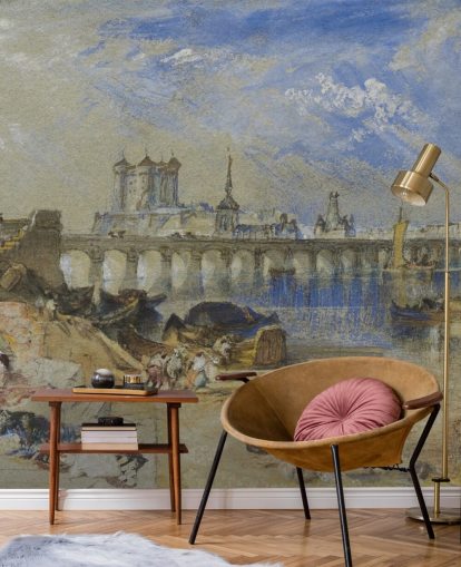 fine art wallpaper mural called Saumur from the Ile d'Offart by J. M. W. Turner for living rooms and home offices