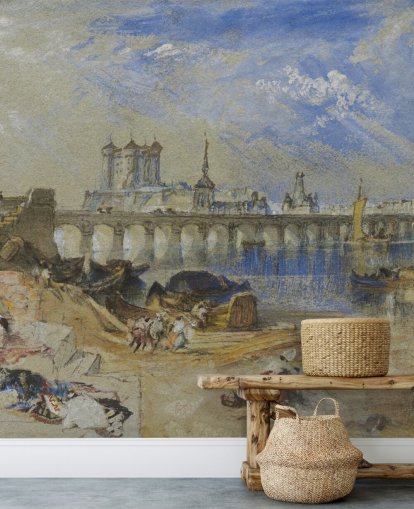 fine art wallpaper mural called Saumur from the Ile d'Offart by J. M. W. Turner for living rooms and home offices