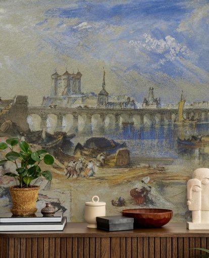 papier peint mural d'art appelé Saumur de l'île d'Offart par J. M. W. Turner pour les salons et les bureaux à domicile
