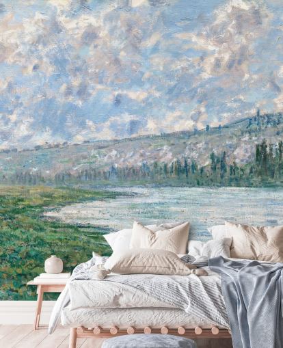 kunsttapet vægmaleri kaldet Seinen ved Vetheuil af Claude Monet