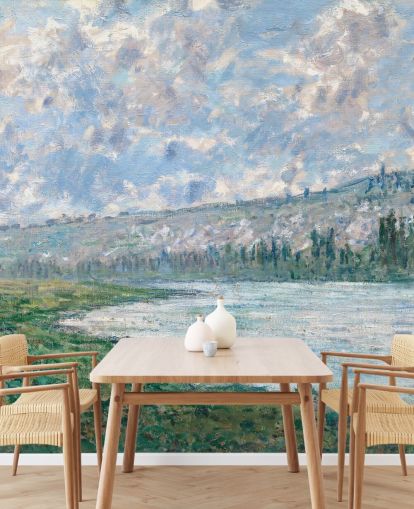 papier peint mural d'art intitulé La Seine à Vetheuil par Claude Monet
